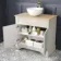 Lucia Chalk White Vanity with Oak Effect Top & Round Counter Top Basin 840mm - Brushed Brass Accents