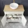 Lucia Chalk White Vanity with Oak Effect Top & Round Counter Top Basin 840mm - Brushed Brass Accents