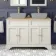 Lucia Chalk White Cabinet with Oak Effect Top 1200mm (Excludes Counter Top Basins) - Brushed Brass Accents