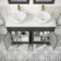Lucia Graphite Grey Double Vanity with Marble Top & Round Counter Top Basin 1200mm - Brushed Brass Accents