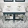 Lucia Inky Blue Double Vanity with Marble Top & Undermount Basins 1200mm - Brushed Brass Accents
