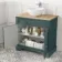 Lucia Midnight Green Vanity with Oak Effect Top & Round Counter Top Basin 840mm