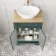 Lucia Midnight Green Vanity with Oak Effect Top & Oval Counter Top Basin 640mm - Brushed Brass Accents
