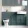 Monaco Midnight Green Combination Vanity Basin and Hudson Toilet with Wooden Seat 1500mm