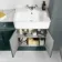 Monaco Midnight Green Combination Vanity Basin with Marble Top and Hudson Toilet with Wooden Seat 1500mm