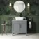 Bermuda Dove Grey Vanity with Marble Top & Curved Counter Top Basin 800mm - Brass Knurled Handles