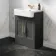 Monaco Graphite Grey Basin Vanity 600mm - Brass Knurled Handles