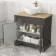 Lucia Graphite Grey Vanity with Oak Effect Top & Round Counter Top Basin 840mm - Brass Knurled Handles