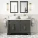 Lucia Graphite Grey Double Vanity with Marble Top & Curved Counter Top Basin 1200mm - Brass Knurled Handles
