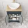 Lucia Inky Blue Vanity with Oak Effect Top & Oval Counter Top Basin 640mm - Brass Knurled Handles