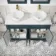 Lucia Inky Blue Double Vanity with Marble Top & Round Counter Top Basin 1200mm - Brass Knurled Handles
