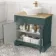 Lucia Midnight Green Vanity with Oak Effect Top & Oval Counter Top Basin 840mm - Brass Knurled Handles