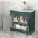Lucia Midnight Green Vanity with Marble Top & Round Counter Top Basin 840mm - Brass Knurled Handles