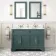 Lucia Midnight Green Double Vanity with Marble Top & Undermount Basins 1200mm - Brass Knurled Handles