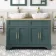 Lucia Midnight Green Double Vanity with Oak Effect Top & Curved Counter Top Basin 1200mm - Brass Knurled Handles