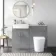 Harper Stone Grey Combination Vanity Basin with Marble Top & Tucson Toilet 1200mm - Brushed Brass Accents