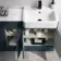 Harper Navy Blue Combination Vanity Basin with Marble Top 1500mm (Excludes Toilet) - Black Accents
