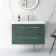 Elba Midnight Green Wall Hung Basin Drawer Vanity 800mm - Brushed Brass Accents