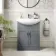 Capri Fog Grey Vanity with Semi Recessed Basin 650mm - Traditional Handles