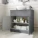 Milos Fog Grey Vanity with Oval Basin 800mm - Brushed Handles