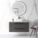 Elba Graphite Grey Wall Hung Drawer Vanity with Marble Top & Curved Counter Top Basin 1000mm - Black Accents