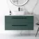 Elba Midnight Green Wall Hung Drawer Vanity with Marble Top & Curved Counter Top Basin 1000mm - Black Accents