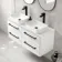 Omaha Gloss White Wall Hung Drawer Vanity with Marble Top & Marin Basin 1200mm - Black Accents