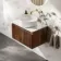 Malta Fluted Black Walnut Wall Hung Drawer Vanity with Marble Top & Nevis Basin 600mm