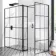 Munich Matt Black Grid 8mm Walk In Shower Enclosure 1400mm & 900mm Glass with Pivotal Return Panel