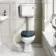 Hudson Traditional Low-Level Toilet With Inky Blue Seat & Pedestal Basin - Single Tap Hole
