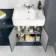 Monaco Inky Blue Combination Vanity Basin and Hudson Toilet with Wooden Seat 1500mm