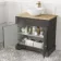 Lucia Graphite Grey Vanity with Oak Effect Top & Round Counter Top Basin 840mm - Brushed Brass Accents