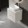 Crete Fluted Linen White Wall Hung Drawer Vanity with Marble Top & Curved Basin 600mm