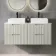 Crete Fluted Linen White Double Wall Hung Drawer Vanity with Marble Top & Cody Basin 1200mm