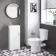 Quartz Gloss White Cloakroom Floor Standing Basin Vanity 400mm and Round Toilet Set