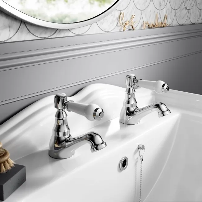 Cherwell Traditional Chrome Hot & Cold Basin Taps