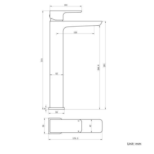 Soar Brushed Brass High Rise Basin Mixer Tap