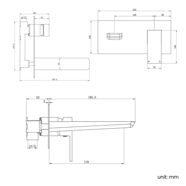 Soar Gunmetal Grey Wall Mounted Basin Mixer Tap