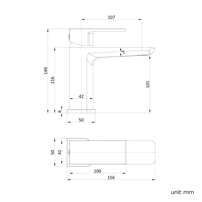 Ribble Matt Black Basin Mixer Tap