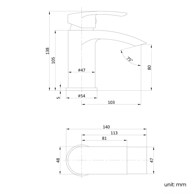 Spey Matt Black Basin Mixer Tap