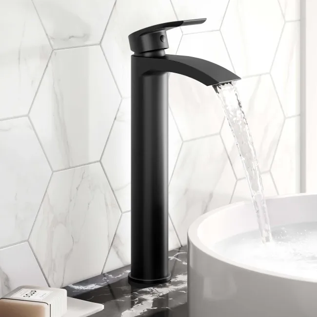 Spey Matt Black High Rise Basin Mixer Tap