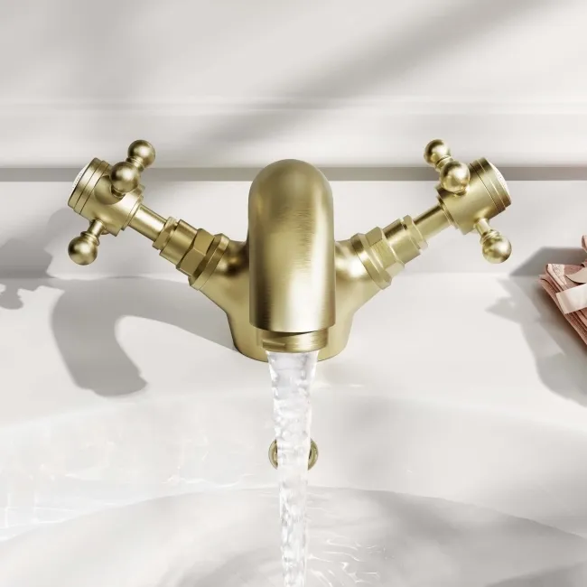 Tweed Traditional Brushed Brass Basin Mixer Tap