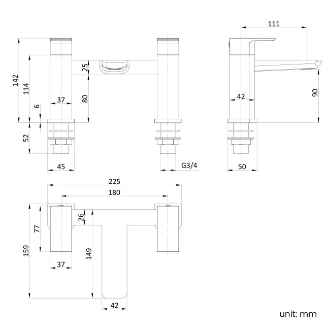 Ribble Brushed Brass Bath Filler