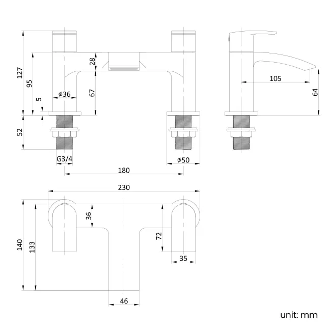 Spey Brushed Brass Bath Filler
