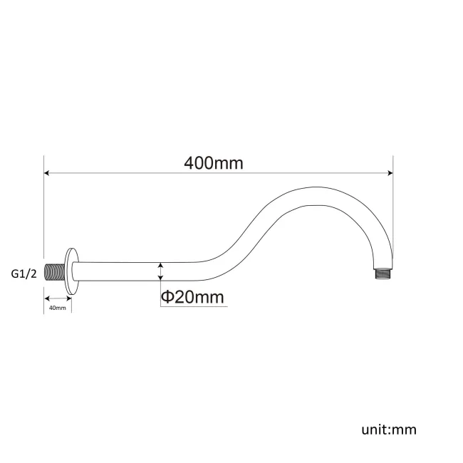 400mm Traditional Wall Mounted Shower Arm
