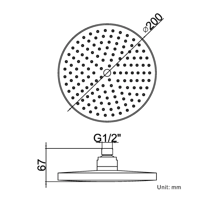 200mm Essential Round Shower Head