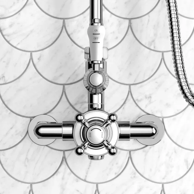 Shannon Traditional Thermostatic Shower Set with Hand Shower and Soap Dish