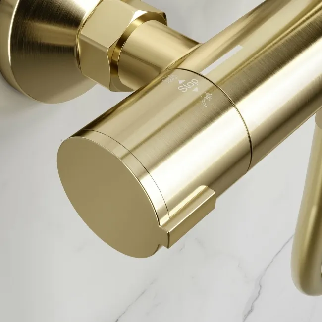 Ballina Premium Brushed Brass Round Thermostatic Shower