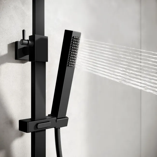 Matt Black Square Thermostatic Shower