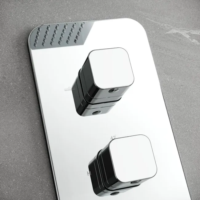 Galway Premium Chrome Square Thermostatic Shower Set - 200mm Head & Slider Hand Shower